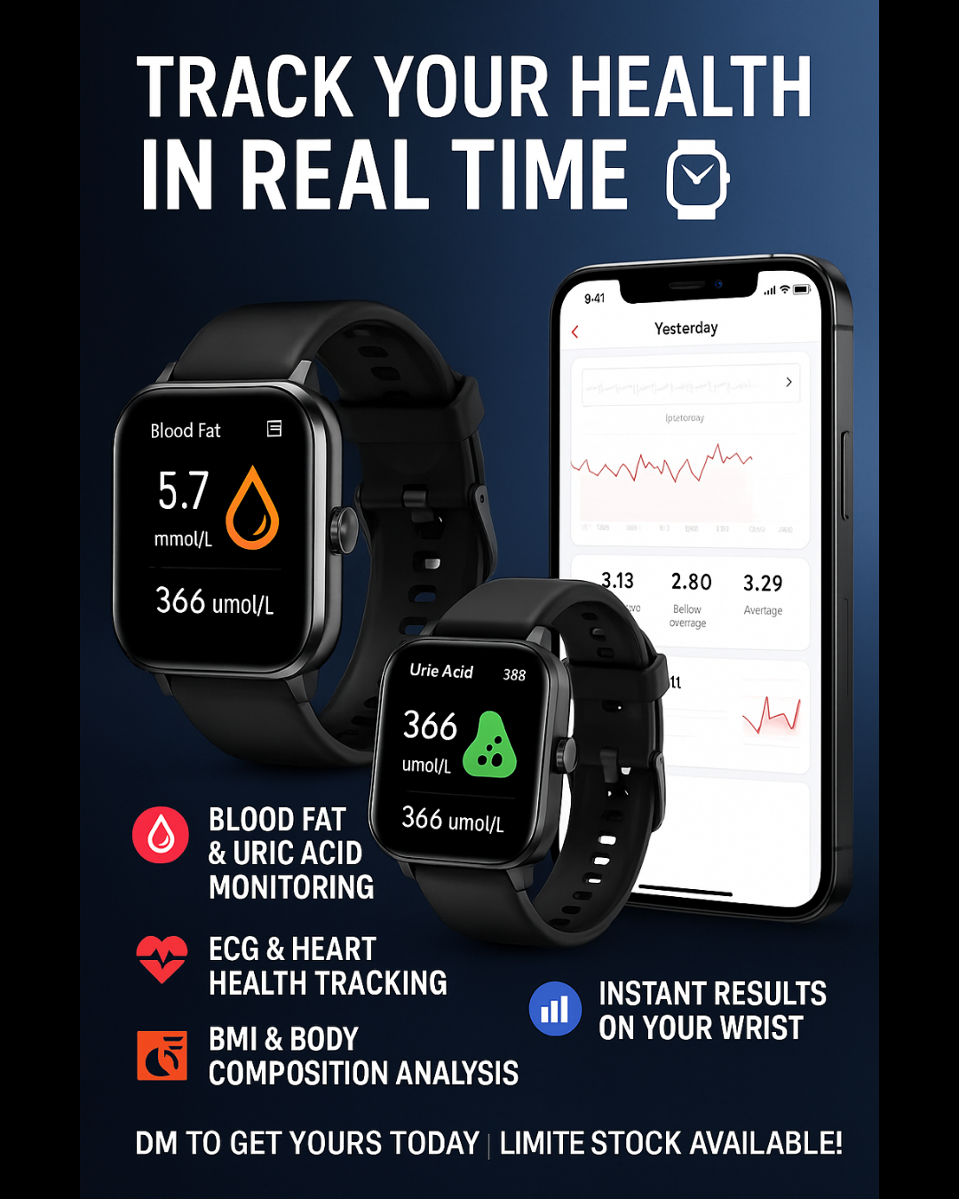AI Health Smart Watch – Advanced 5-Organ Health Management