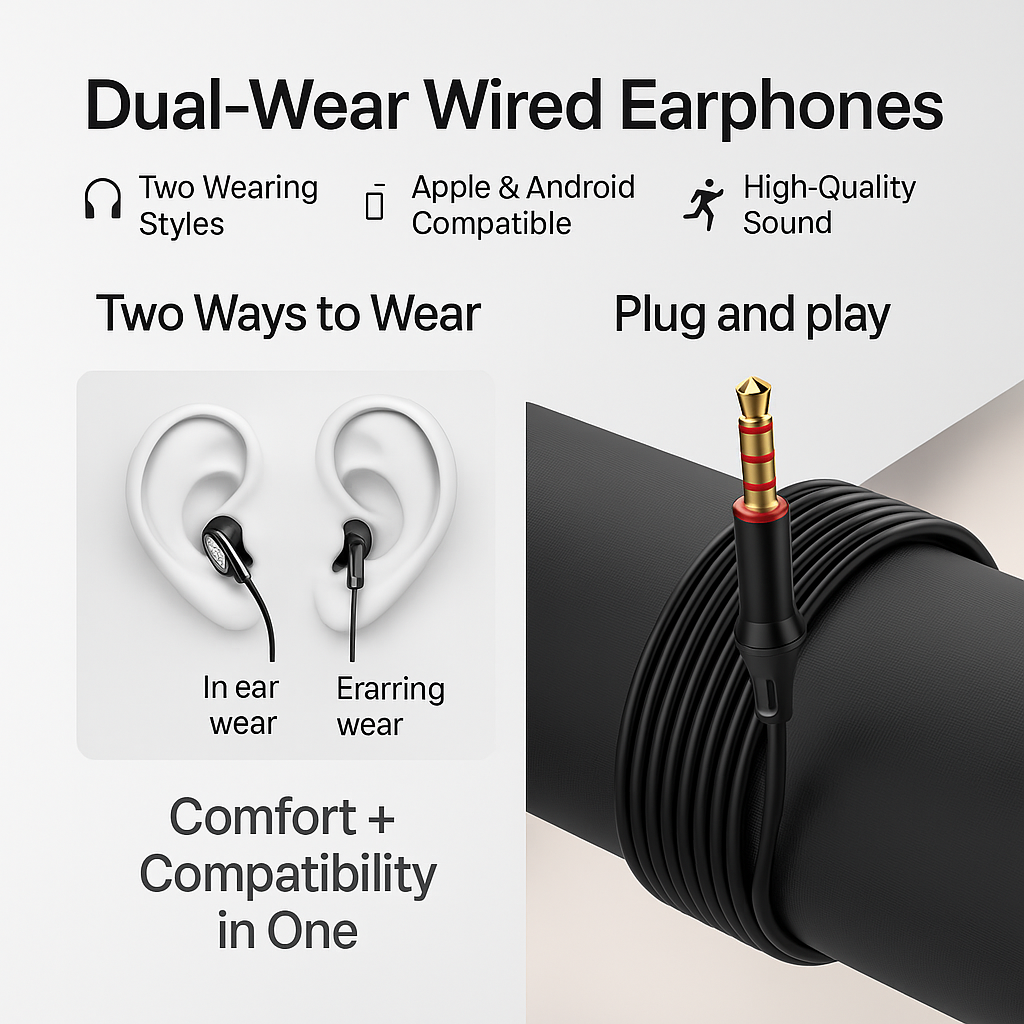 🎧 VAORLO 3.5mm Wired In-Ear Headphones
