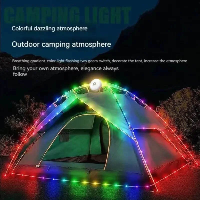 Portable Outdoor Camping LED Light Strip – Warm White & RGB Modes
