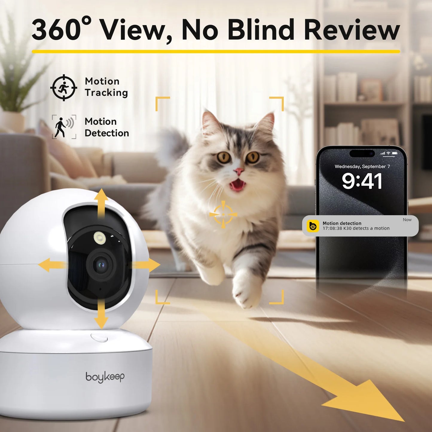 BoyKeep K30 3MP 360° Dome Security Camera – Smart Motion Detection & Color Night Vision