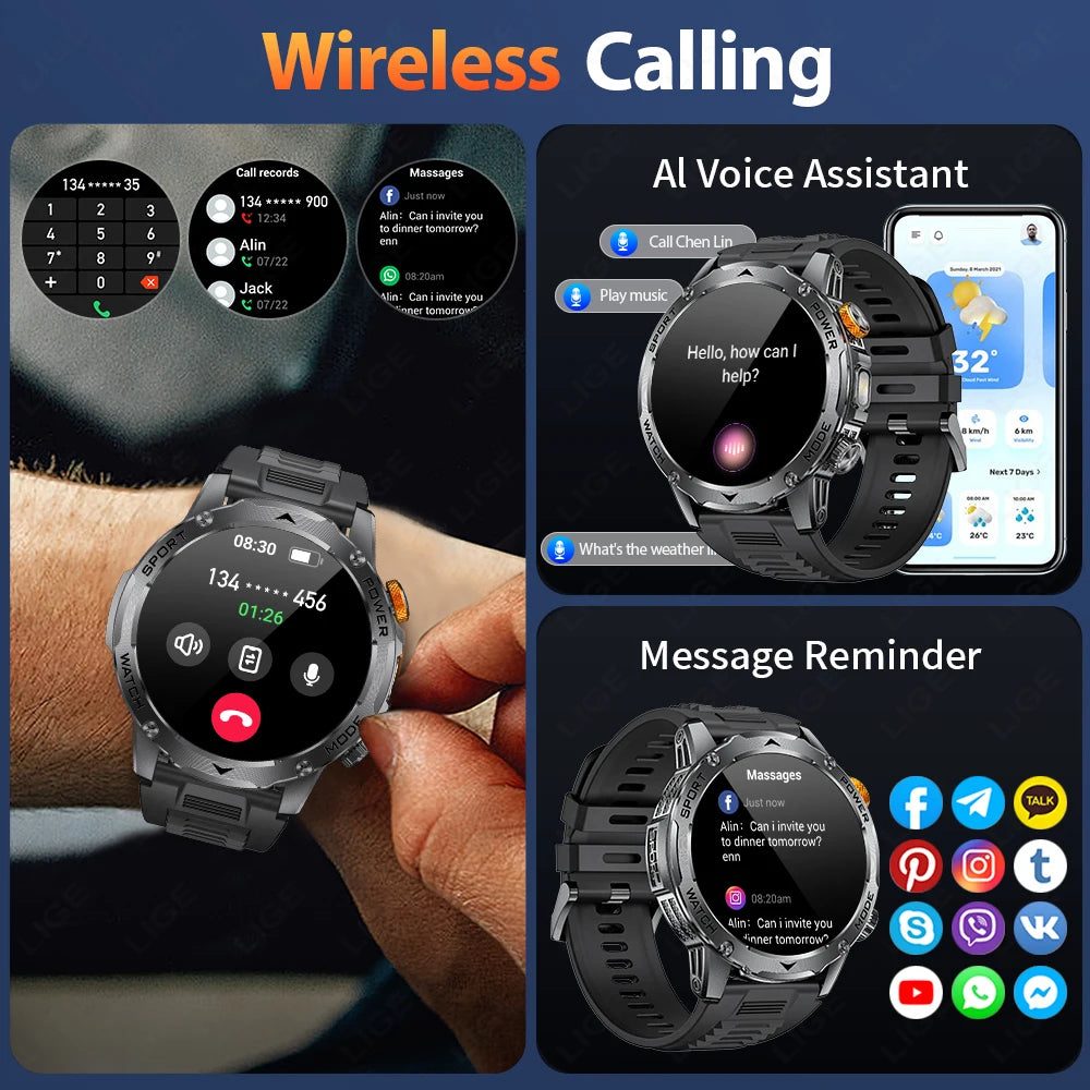 LIGE BWAK85 1.7" AMOLED Smartwatch – Bluetooth Calling, IP68 Waterproof, Health & Sports Tracking