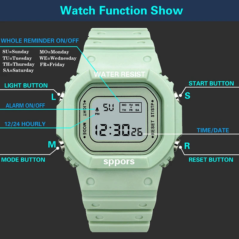 YIKAZE Sports LED Digital Watch – Unisex Waterproof Casual Timepiece