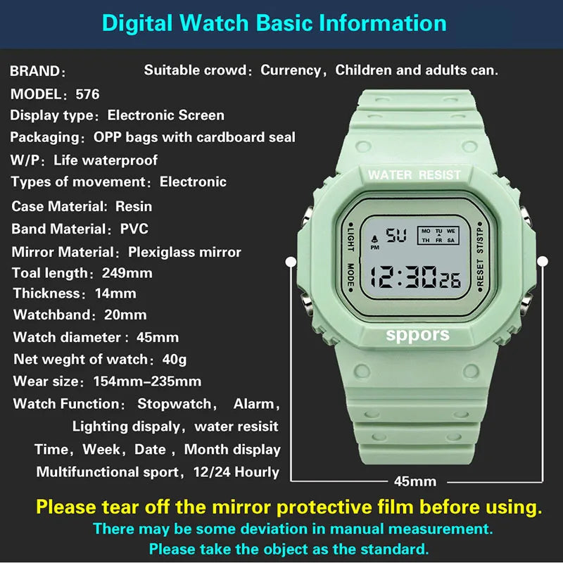 YIKAZE Sports LED Digital Watch – Unisex Waterproof Casual Timepiece