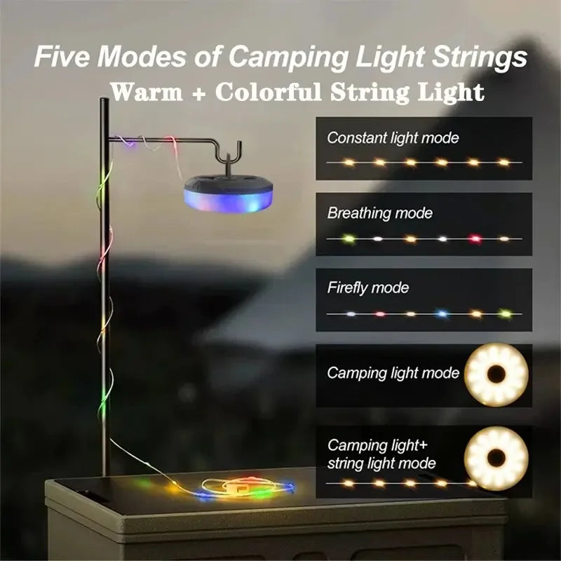 Portable Outdoor Camping LED Light Strip – Warm White & RGB Modes