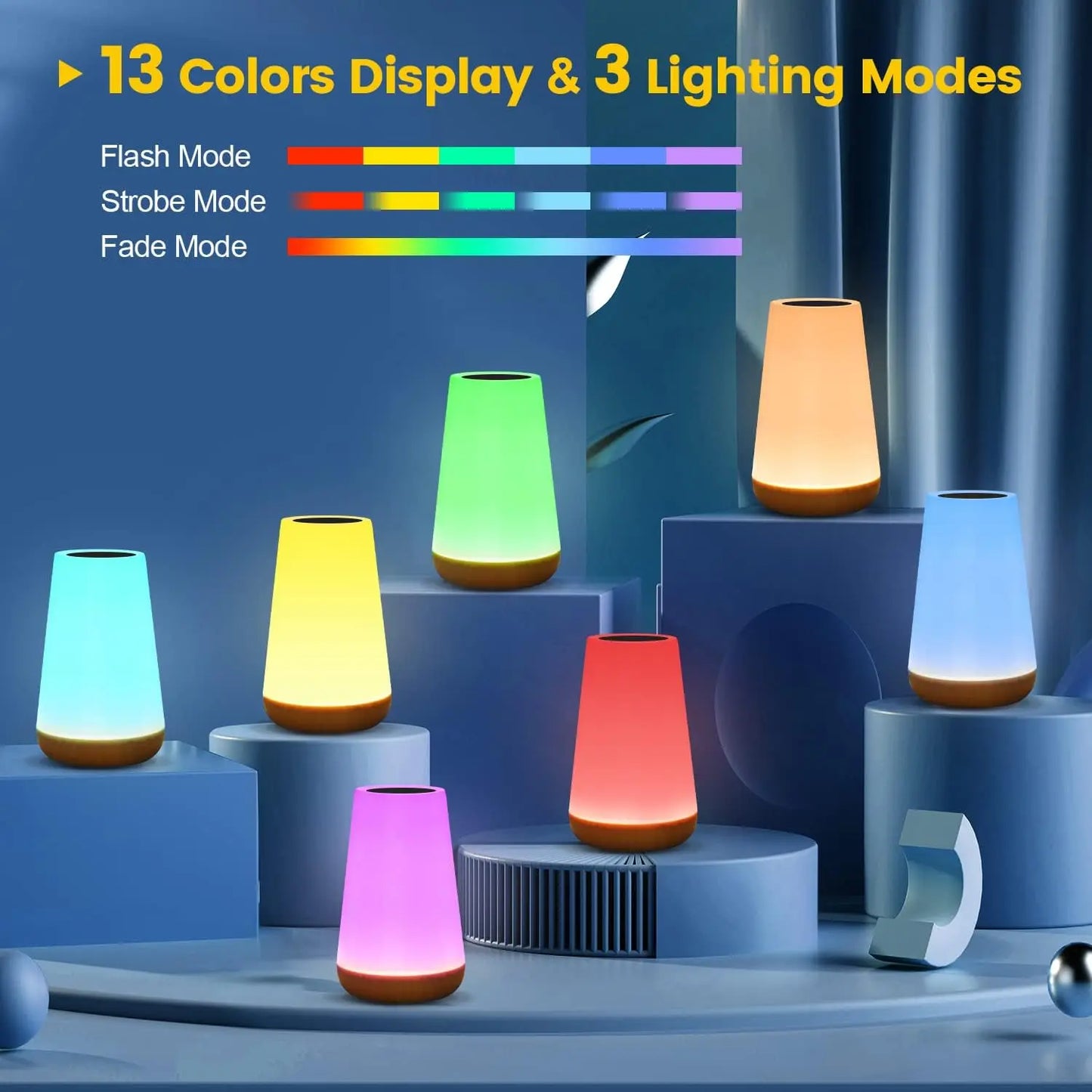 Smart LED Night Light – 13 Colors | 5 Brightness Levels | Touch & Remote Control