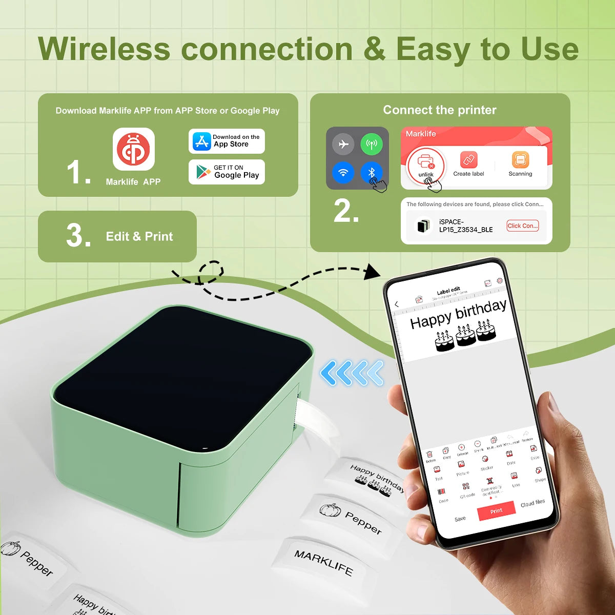 Mini Bluetooth Thermal Label Printer – P15 Model