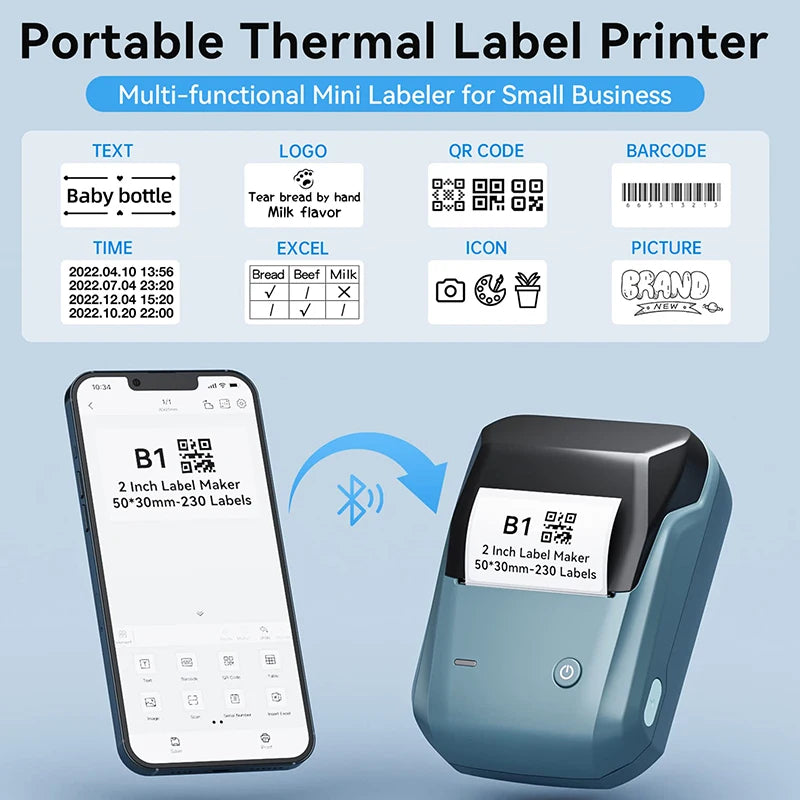 NIIMBOT B1 Bluetooth Thermal Label Printer