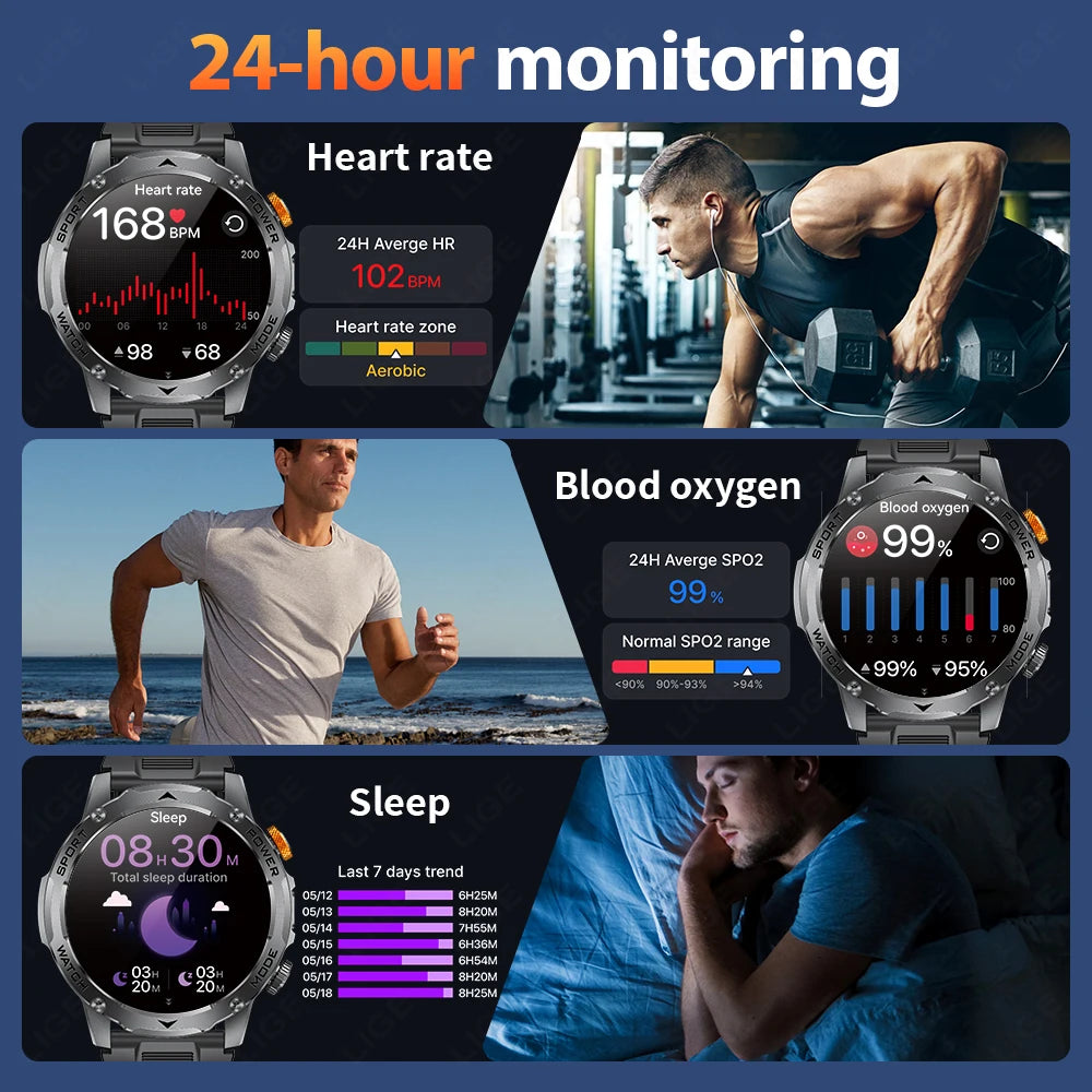 LIGE BWAK85 1.7" AMOLED Smartwatch – Bluetooth Calling, IP68 Waterproof, Health & Sports Tracking