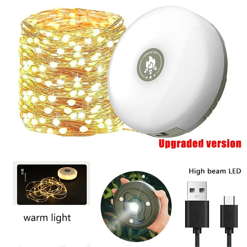 Portable Outdoor Camping LED Light Strip – Warm White & RGB Modes