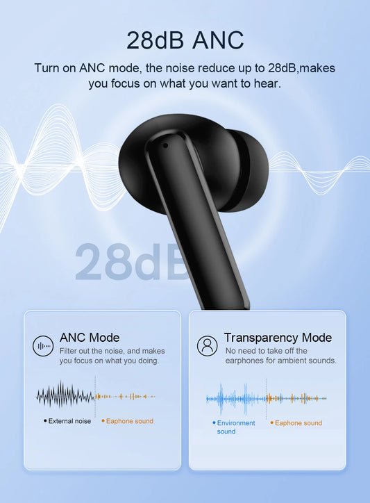 QCY T13 ANC – Bluetooth 5.3 Wireless Earbuds with Active Noise Cancellation, 30h Playtime, IPX5 Waterproof