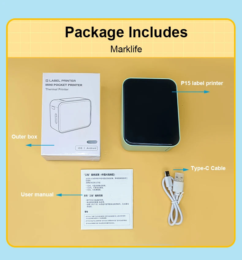 Mini Bluetooth Thermal Label Printer – P15 Model