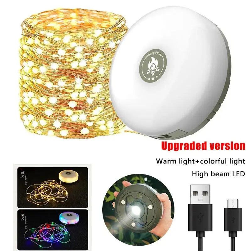 Portable Outdoor Camping LED Light Strip – Warm White & RGB Modes