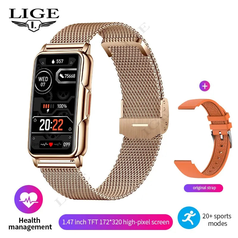 LIGE 1.47" Smartwatch with Bluetooth Calling & Health Monitoring