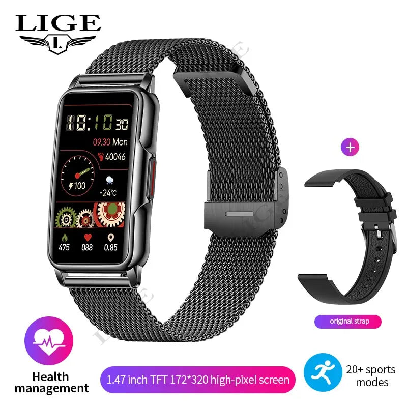 LIGE 1.47" Smartwatch with Bluetooth Calling & Health Monitoring