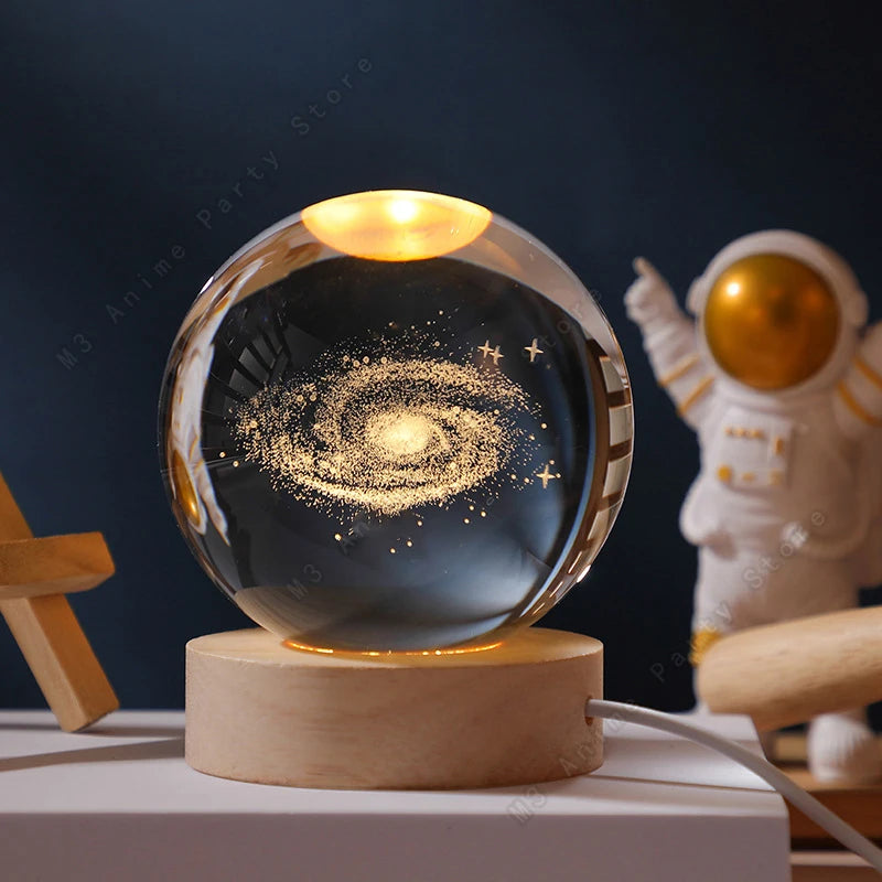 ✨ 3D Crystal Ball Night Light – Mini Galaxy in Your Hands ✨