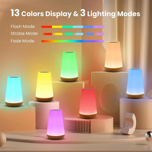 Smart LED Night Light – 13 Colors | 5 Brightness Levels | Touch & Remote Control