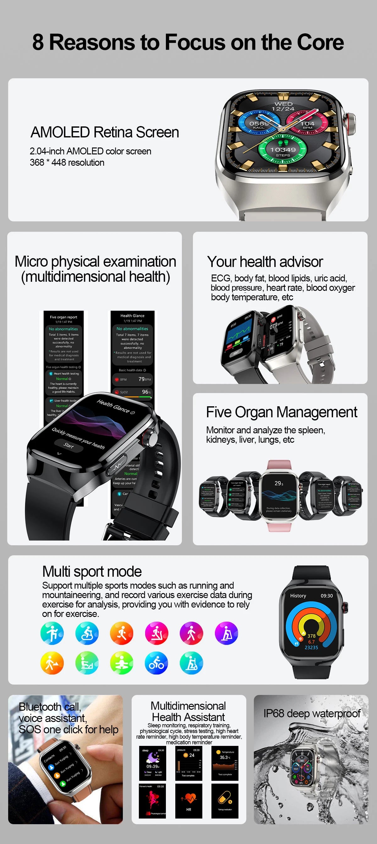 AI Health Smart Watch – Advanced 5-Organ Health Management