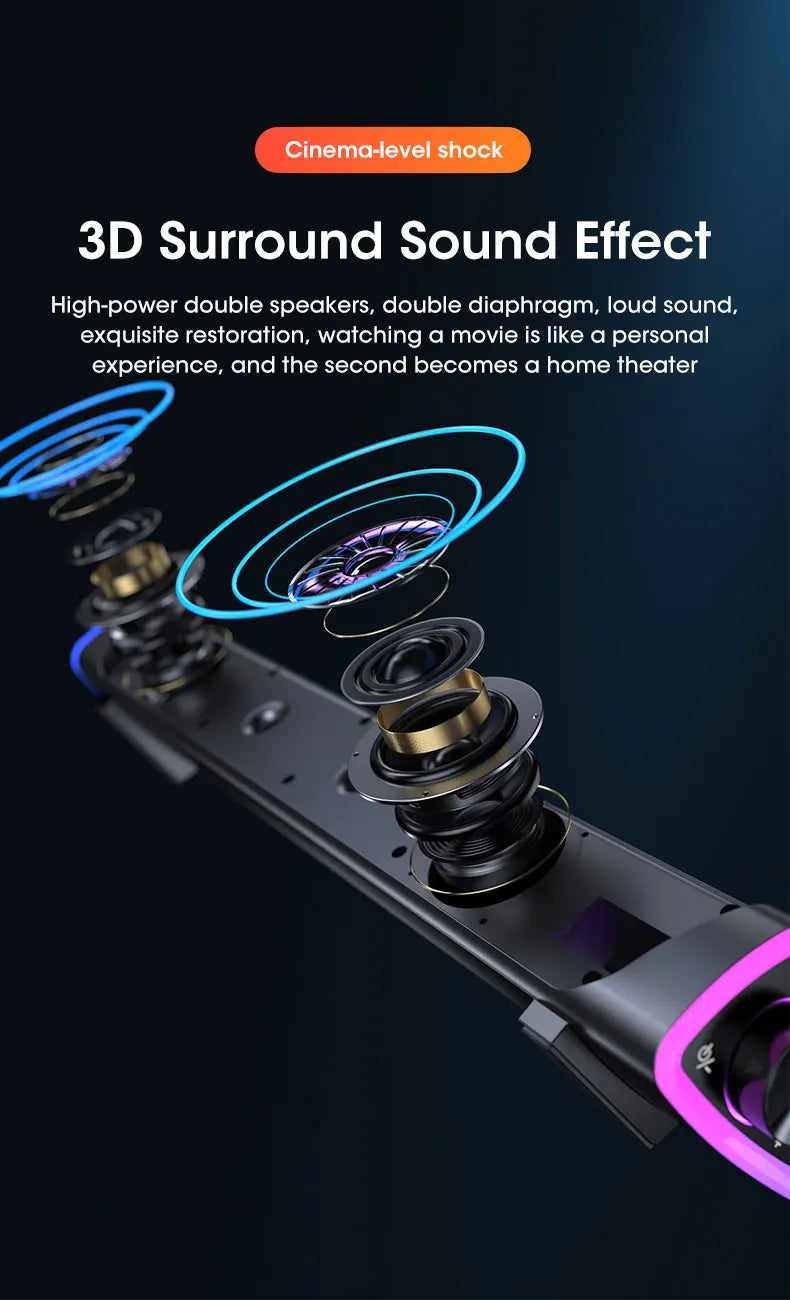 π΅ 4D Computer Speaker Bar β Bluetooth 5.0 Surround Sound