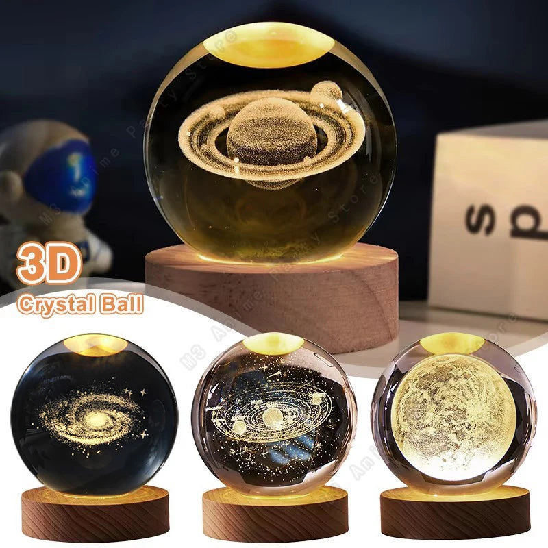 ✨ 3D Crystal Ball Night Light – Mini Galaxy in Your Hands ✨