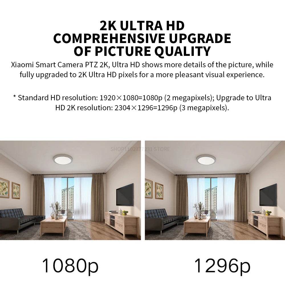Xiaomi Smart Camera PTZ 2K Version – AI Human Detection & 360° Panoramic View