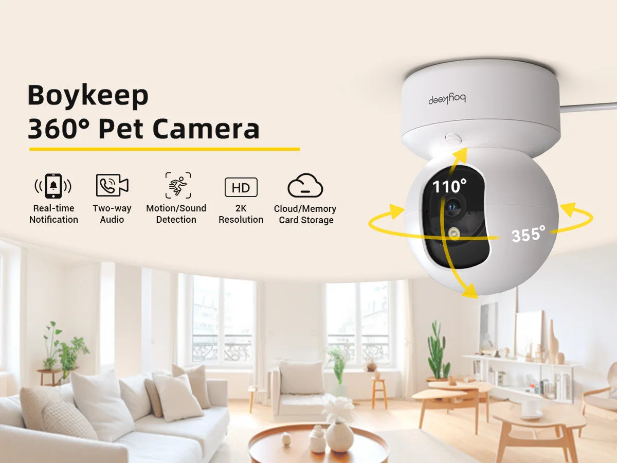 BoyKeep K30 3MP 360° Dome Security Camera – Smart Motion Detection & Color Night Vision