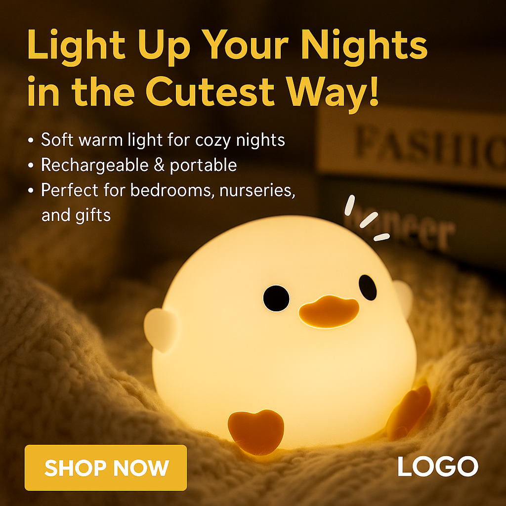 1pc Doudou Duck night light Children's gift soft light eye care USB charging timing automatic clap silicone lamp
