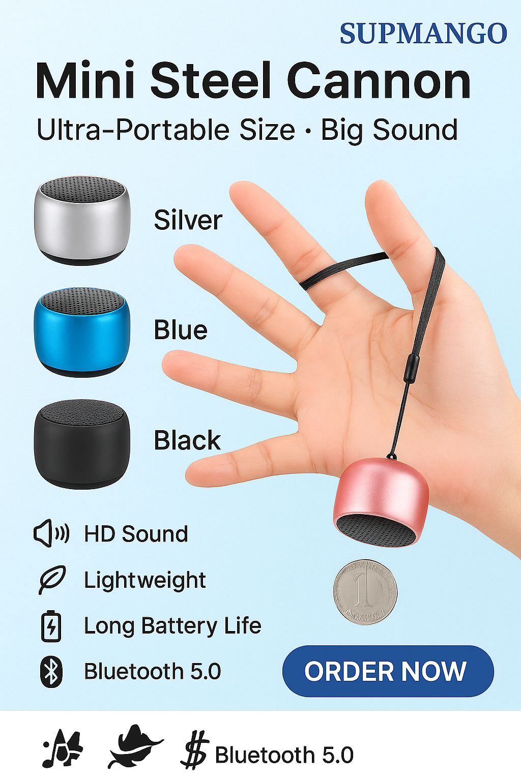 SUPMANGO M1 Portable Bluetooth Speaker – 3D Surround Sound