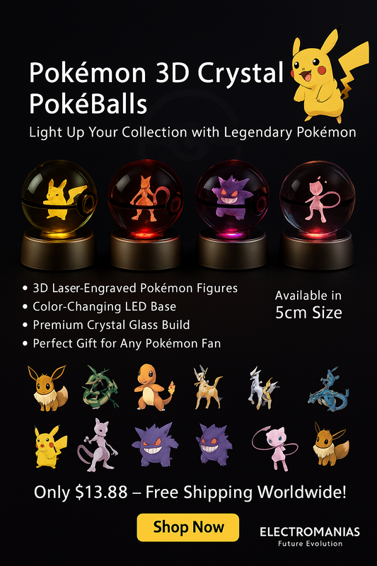 Pokémon 3D Crystal Ball Night Light with LED Base