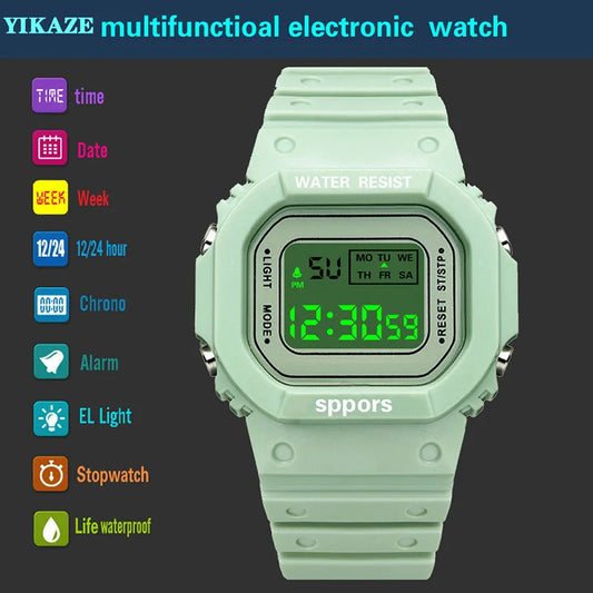 YIKAZE Sports LED Digital Watch – Unisex Waterproof Casual Timepiece