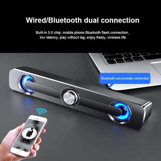 🎵 Salange Bluetooth Sound Bar – USB &amp; AUX Stereo Speaker with 9D Surround Sound
