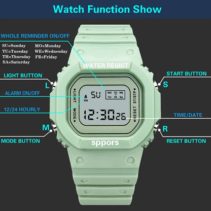 YIKAZE Sports LED Digital Watch – Unisex Waterproof Casual Timepiece