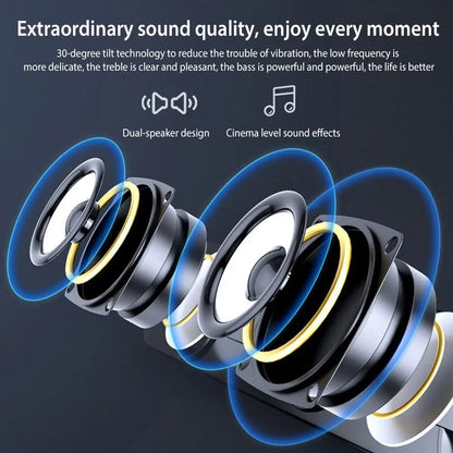 🎵 Salange Bluetooth Sound Bar – USB &amp; AUX Stereo Speaker with 9D Surround Sound