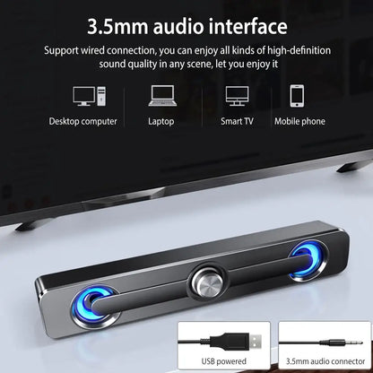 🎵 Salange Bluetooth Sound Bar – USB &amp; AUX Stereo Speaker with 9D Surround Sound