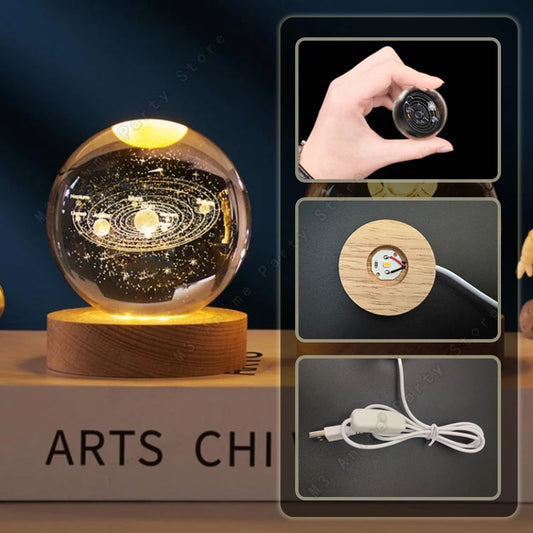 ✨ 3D Crystal Ball Night Light – Mini Galaxy in Your Hands ✨
