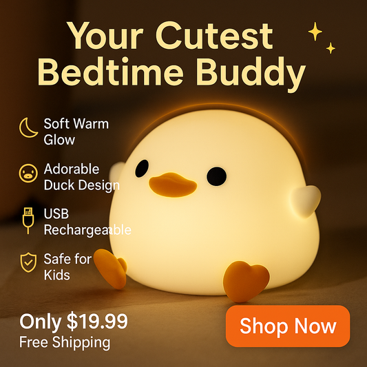 1pc Doudou Duck night light  Children's gift soft light eye care USB charging timing automatic clap silicone lamp