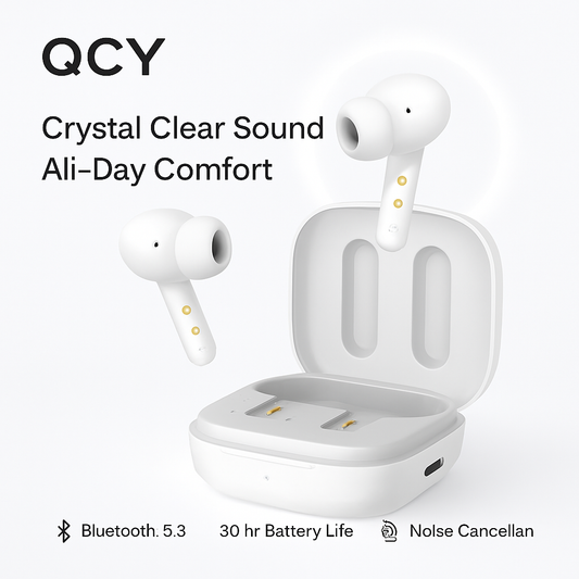 QCY T13 ANC – Bluetooth 5.3 Wireless Earbuds with Active Noise Cancellation, 30h Playtime, IPX5 Waterproof